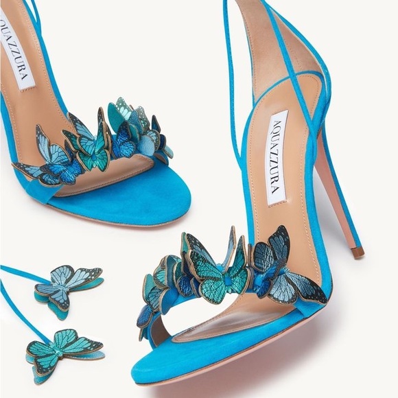 Aquazzura Papillon Butterfly 105 Suede Heels - Picture 1 of 11